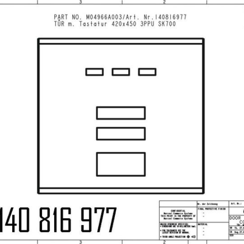 140816977 - DOOR M. DISPLAY U. 10ER KEYBOARD POWDER COATED.   3 PPU